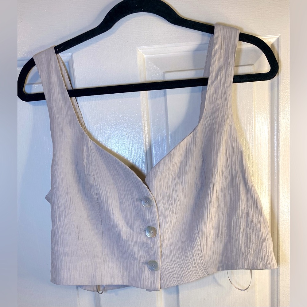 Jason Wu Beige/Gray Button Down Vest Akoya‎ Shell Buttons